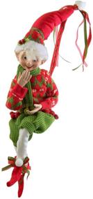 img 3 attached to Cheerful Elves Christmas Decorations: Red and Green Posable Elf Set, 16 Inch
