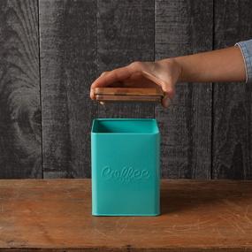 img 1 attached to ☕ Now Designs Vintage Script Print Square Coffee Tin in Turquoise - Stylish Storage Solution for Coffee Lovers