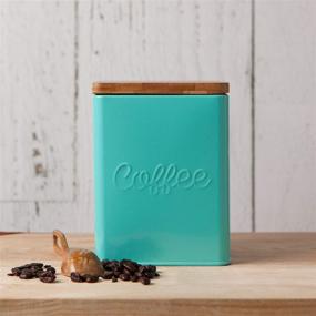 img 3 attached to ☕ Now Designs Vintage Script Print Square Coffee Tin in Turquoise - Stylish Storage Solution for Coffee Lovers