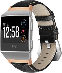 img 4 attached to SKYLET Ремешки для Fitbit Ionic - Классический подлинный кожаный заменяемый ремешок с металлической пряжкой для умных браслетов Fitbit Ionic (часы не включены)