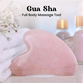 img 3 attached to 🌸 ROSELYNBOUTIQUE Gua Sha Massage Tool - Natural Jade Stone Skin Massager for Face and Body, Releases Muscle Tensions, Reduces Puffiness - Pink Stone Board