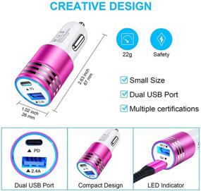 img 2 attached to 🚗 Fast Charging USB Type C PD Car Charger, Dual Port 30W Power Delivery 3A & Quick Charge 2.4A Car Adapter, Compatible with Google Pixel 5/4/3a/2 XL, Samsung S21+/S20, Note 21/20 Ultra, Car Plug + 6ft USB C Cable