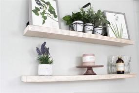 img 2 attached to Willow & Grace Wooden Floating Shelves - Rustic White Home Decor Bookshelves, 36" Set of 2 - Perfect for Bathroom, Kitchen and Bedroom