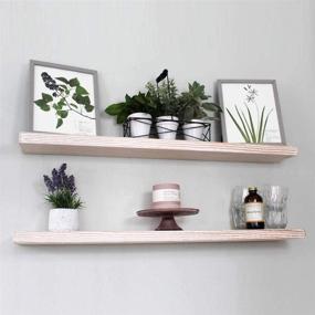 img 4 attached to Willow & Grace Wooden Floating Shelves - Rustic White Home Decor Bookshelves, 36" Set of 2 - Perfect for Bathroom, Kitchen and Bedroom