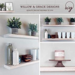 img 3 attached to Willow & Grace Wooden Floating Shelves - Rustic White Home Decor Bookshelves, 36" Set of 2 - Perfect for Bathroom, Kitchen and Bedroom