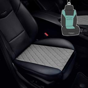 img 4 attached to FH Group FB210102 Faux Leather/NeoSupreme Seat Cushion Pad With Front Pocket (Gray) Front Set With Gift – Universal Fit For Cars Trucks &Amp