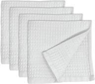 premium 4 pc waffle weave washcloth set - 100% natural cotton, quick dry, soft & luxurious, highly absorbent fabric - small face towel with no lint - fade resistant color (white) logo