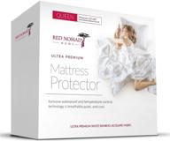 🛌 waterproof bamboo mattress protector: red nomad bed cover, super soft - queen size logo