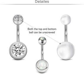 img 2 attached to 🌸 Stylish CZ Belly Button Rings: 3-Pack Surgical Stainless Steel 14G Navel Piercing Jewelry in Opal Rose Gold and Silver - MODRSA