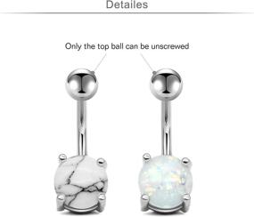 img 1 attached to 🌸 Stylish CZ Belly Button Rings: 3-Pack Surgical Stainless Steel 14G Navel Piercing Jewelry in Opal Rose Gold and Silver - MODRSA