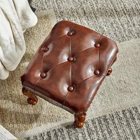 img 1 attached to LEILISI Footstool Upholstered Footrest Red Brown Furniture