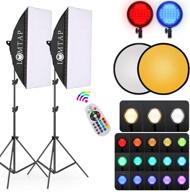 continuous rgb soft box lighting kit with dimmable led light head, 2 soft boxes, 2-in-1 reflector, 2m tripod light stand – ideal for youtube, portrait, and video shooting by lomtap photography logo