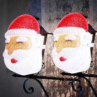 🎅 set of 2 christmas porch light covers - outdoor santa light covers for christmas decorations, parties, and holidays - plastic santa lamp post cover - perfect gift! логотип