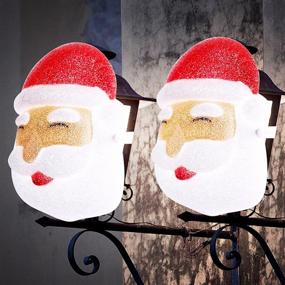 img 4 attached to 🎅 Set of 2 Christmas Porch Light Covers - Outdoor Santa Light Covers for Christmas Decorations, Parties, and Holidays - Plastic Santa Lamp Post Cover - Perfect Gift!