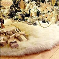 🎄 белые круглые ёлочные скатерти - 60-дюймовое праздничное украшение с соответствующими чулками. логотип