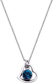 img 4 attached to 🎁 DYbaby Lovely Birthday Gift - Heart Circle and Birthstone Necklace with Stainless Steel Heart and Crystal Pendants & Chain for Women