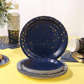 img 2 attached to Navy Blue Party Plates Set: Baby Shower and Birthday Supplies for 25 Guests