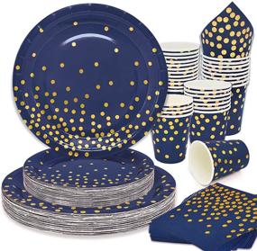 img 4 attached to Navy Blue Party Plates Set: Baby Shower and Birthday Supplies for 25 Guests