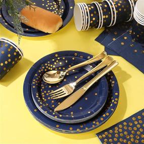 img 3 attached to Navy Blue Party Plates Set: Baby Shower and Birthday Supplies for 25 Guests