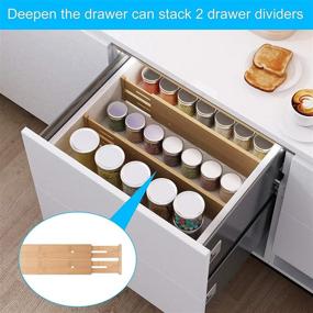 img 2 attached to 📦 8-Pack Bamboo Drawer Dividers - Adjustable Separators for Kitchen Utensils, Office, Bathroom, Bedroom - Expandable Wood Long Dividers for Drawers (Natural, 17.52-21.65IN) - BMOSU Spring Organizers