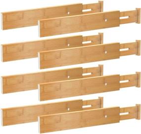 img 4 attached to 📦 8-Pack Bamboo Drawer Dividers - Adjustable Separators for Kitchen Utensils, Office, Bathroom, Bedroom - Expandable Wood Long Dividers for Drawers (Natural, 17.52-21.65IN) - BMOSU Spring Organizers