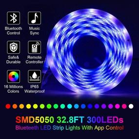 img 3 attached to 🎶 Беспроводная светодиодная RGB-лента с управлением через Bluetooth – водонепроницаемая, яркая смарт-лента с 300 RGB-светодиодами и функцией изменения цвета, управляемая приложением, с синхронизацией по музыке для украшения дома, открытой территории или вечеринки на улице (32,8 фута).