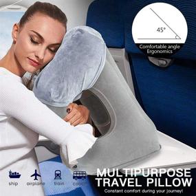 img 3 attached to ✈️ Felicificer Travel Pillow: Ultimate Comfort Airplane Pillow with Easy Inflation and Deflation, Perfect for Airplanes, Trains, Buses, Cars, Office Napping, Camping - Also Works as Lumbar Support