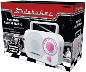 img 2 attached to Studebaker Pink Radio SB2000 White/Pink Retro Classic Portable AM/FM Radio With Aux Input (Limited Edition Color)