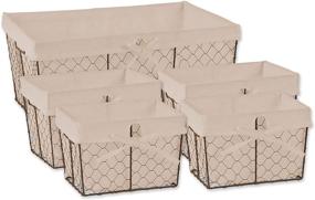 img 4 attached to 📦 DII Farmhouse Chicken Wire Storage Baskets: Set of 5 Rustic Natural Bins with Liner – Assorted Sizes