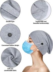 img 3 attached to SATINIOR 4-Piece Slouchy Beanie Caps: Stylish Button Bouffant Hats for Sleep & Style