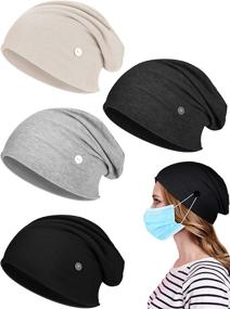 img 4 attached to SATINIOR 4-Piece Slouchy Beanie Caps: Stylish Button Bouffant Hats for Sleep & Style