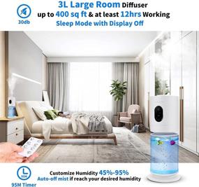 img 2 attached to 🌊 Honovos 3 in 1 Large Cool Mist Humidifier Essential Oil Diffuser: 3000ml with 1.72Gal(6.5L) Aquarium Tank & 7 Color LED Light for Room, Office, Bedroom