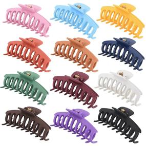 img 4 attached to 12 Pack of Large Matte Hair Claw Clips - 4.3 Inch Nonslip Big Hair Clamps for Women with Thick Hair, Perfect Jaw Hair Accessories