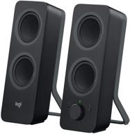 black logitech z207 2.0 stereo speaker for multiple devices logo