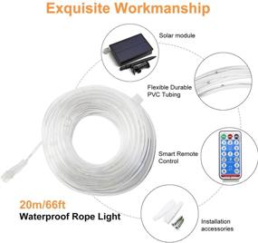 img 3 attached to 🌟 MYEMITTING 66ft Solar Rope Lights - Waterproof 200 LED Warm White Christmas String Lights for Outdoor & Indoor Home Decoration, Garden, Patio, Parties