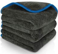 🧽 high-quality microfiber towels - thick 1200gsm professional car drying towel - microfiber cleaning cloth rags for car detailing & washing - supplies in blue logo