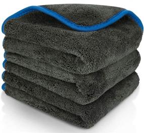 img 4 attached to 🧽 High-Quality Microfiber Towels - Thick 1200GSM Professional Car Drying Towel - Microfiber Cleaning Cloth Rags for Car Detailing & Washing - Supplies in Blue