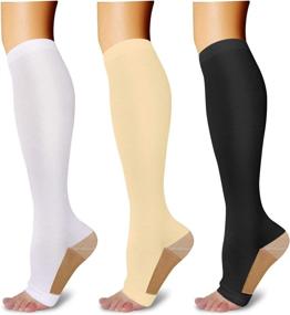 img 4 attached to Men Women Toeless Compression Socks - Bundle of 3 Open Toe Compression Sock Pairs