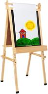 🎨 multipurpose wooden art easel for kids - fundamentals 3 in 1: chalkboard, dry erase whiteboard, paper roll & paper clamp - adjustable height 36.5"-51" - natural finish logo