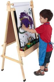 img 3 attached to 🎨 Multipurpose Wooden Art Easel for Kids - Fundamentals 3 in 1: Chalkboard, Dry Erase Whiteboard, Paper Roll & Paper Clamp - Adjustable Height 36.5"-51" - Natural Finish