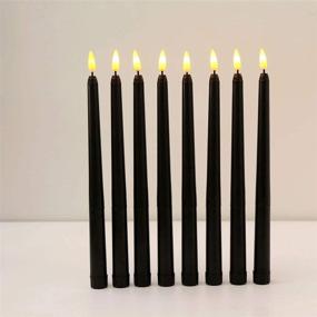 img 3 attached to 🕯️ Datomarry Pack of 12 Black Body Flickering Flameless Taper Candles, 11 inch Yellow Glow Plastic Battery Operated Realistic Christmas Candles Lights