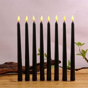 img 4 attached to 🕯️ Datomarry Pack of 12 Black Body Flickering Flameless Taper Candles, 11 inch Yellow Glow Plastic Battery Operated Realistic Christmas Candles Lights