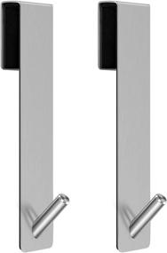 img 4 attached to Silver Extended Shower Door Hooks: Convenient Towel and Squeegee Hooks for Frameless Glass Shower Doors - 2-Pack