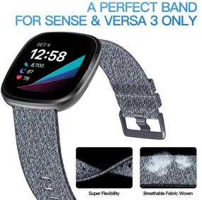 img 3 attached to KIMILAR Woven Band for Fitbit Versa 3 / Fitbit Sense - Small Large Soft Breathable Fabric Strap Replacement Wristband for Versa 3 / Sense Smart Watch - Women Men