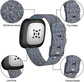 img 2 attached to KIMILAR Woven Band for Fitbit Versa 3 / Fitbit Sense - Small Large Soft Breathable Fabric Strap Replacement Wristband for Versa 3 / Sense Smart Watch - Women Men