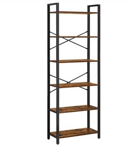 img 4 attached to 📚 VASAGLE 6-Tier Bookshelf: Industrial-Style Storage Rack for Home Office, Living Room, Study & Hallway - Rustic Brown and Black