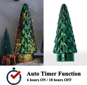 img 1 attached to 🎄 Green Mercury Glass Christmas Tree Set - 2-Pack LED Lighted Xmas Decorations with Timer, Battery Operated Holiday Centerpiece for Tabletop Window Mantel Display, Ideal for Indoor Home Decor and Party