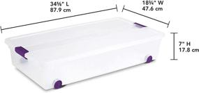 img 2 attached to Sterilite 17611704 60 Quart/57 Liter ClearView Latch Wheeled Underbed Box - Clear Lid and Base, Sweet Plum Latches and Wheels - 4-Pack