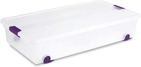 img 3 attached to Sterilite 17611704 60 Quart/57 Liter ClearView Latch Wheeled Underbed Box - Clear Lid and Base, Sweet Plum Latches and Wheels - 4-Pack