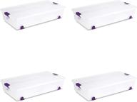 sterilite 17611704 60 quart/57 liter clearview latch wheeled underbed box - clear lid and base, sweet plum latches and wheels - 4-pack логотип